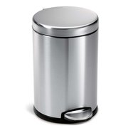 Simplehuman 12 gal Round Bathroom Step Can, Brushed, Stainless Steel CW1852